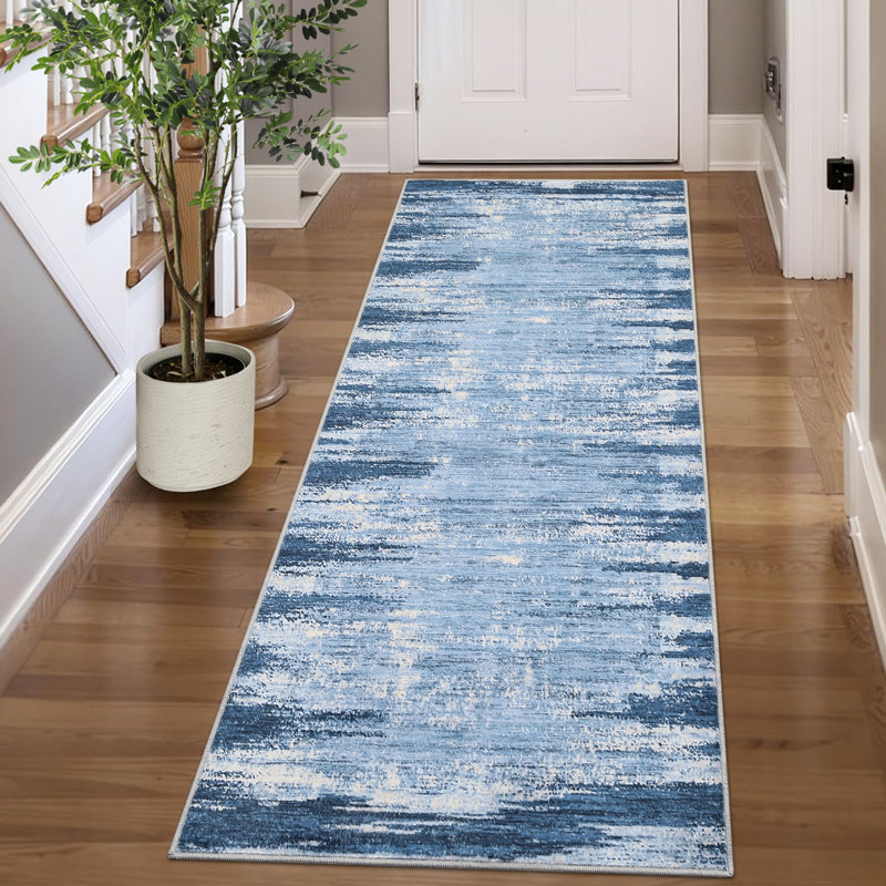 Abstract Machine Washable Rug with Rubber Backing for Living Room Modern Non-Slip Dining Room Rug Easy-Cleaning Floor Carpet for Bedroom Office