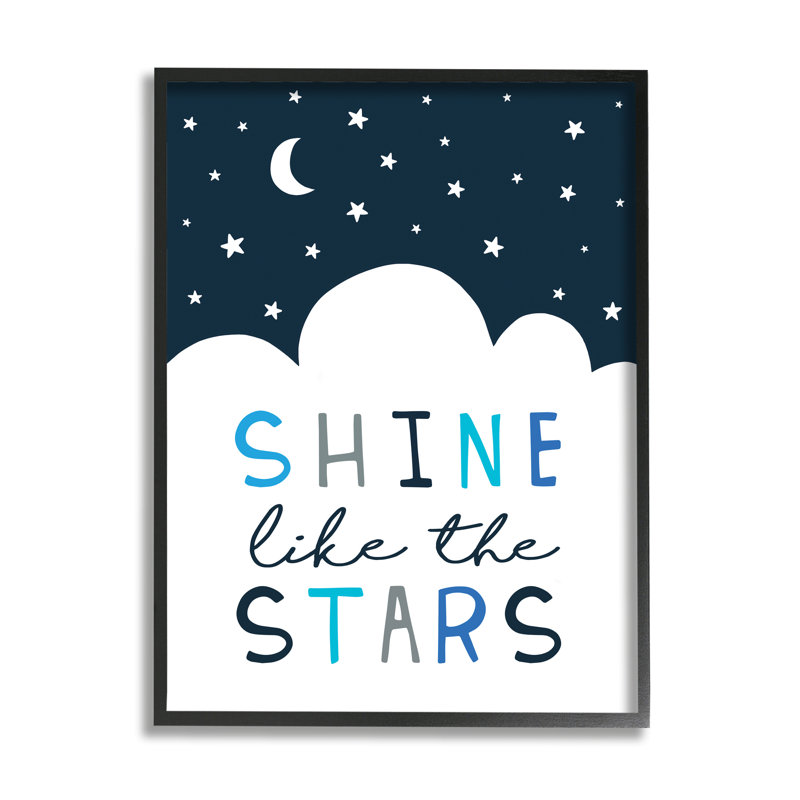 «Shine Like The Stars Expression Night Sky Clouds», H 20 po x l 16 po, Giclée encadrée noir minuit
