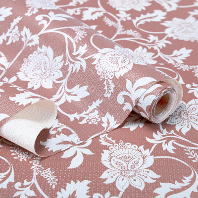 Shelf Liner,Non-Adhesive Non-Slip Cabinet Liners,Drawers Liners,Pink White Floral,18"W x 96"L