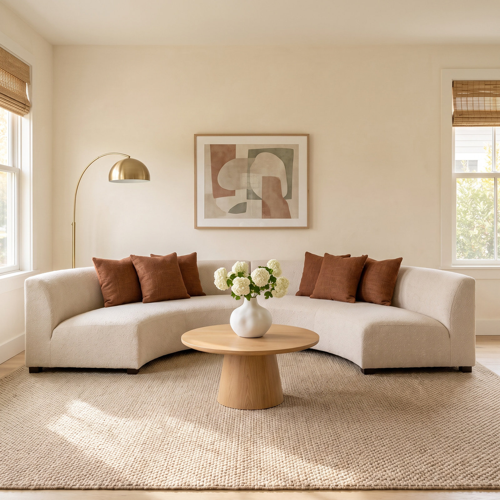 Fremont Modular Upholstered Sectional, Dover Crescent White Rayon / Viscose