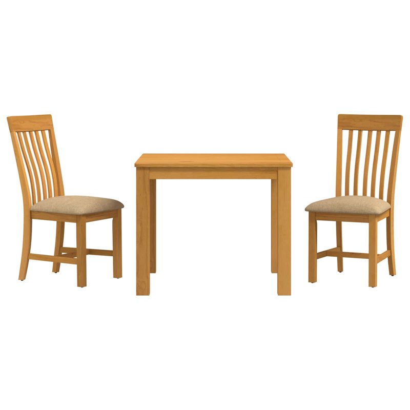 2 -Person Oak Solid Wood Dining Set, Beige, Beige, Beige, Beige