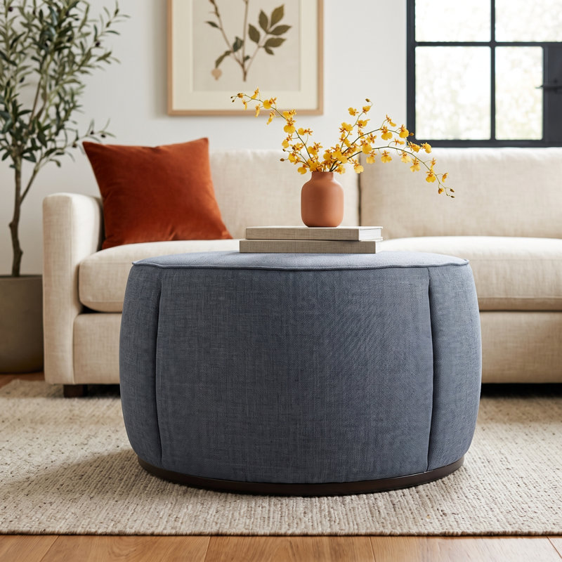 Alexandria Ottoman, Gray Polyurethane/Polyester