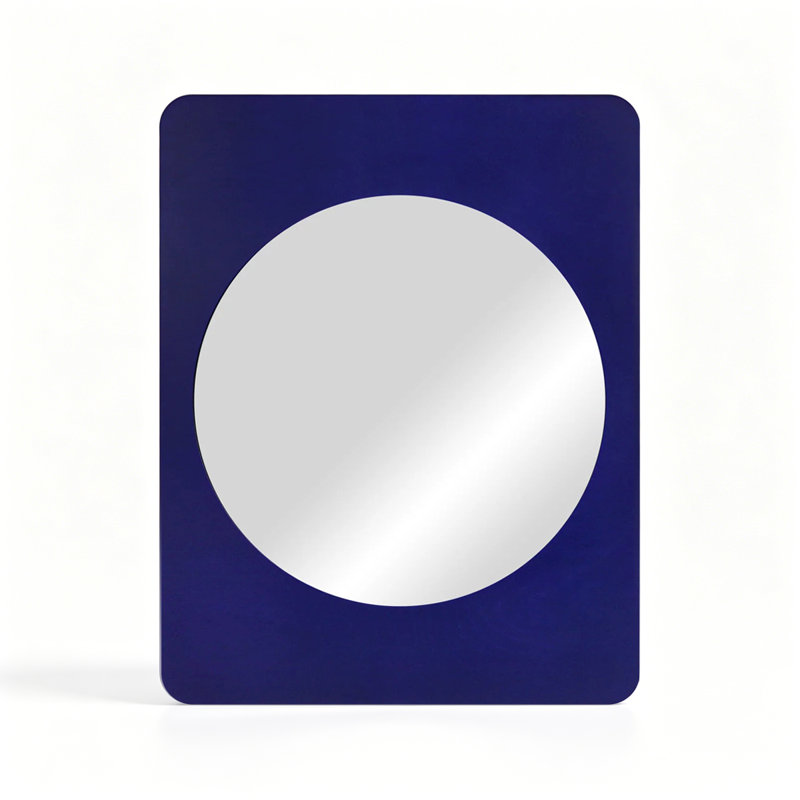 Rectangle Solid Faux leather Mirror, 27.56" H x 35.43" W, Blue