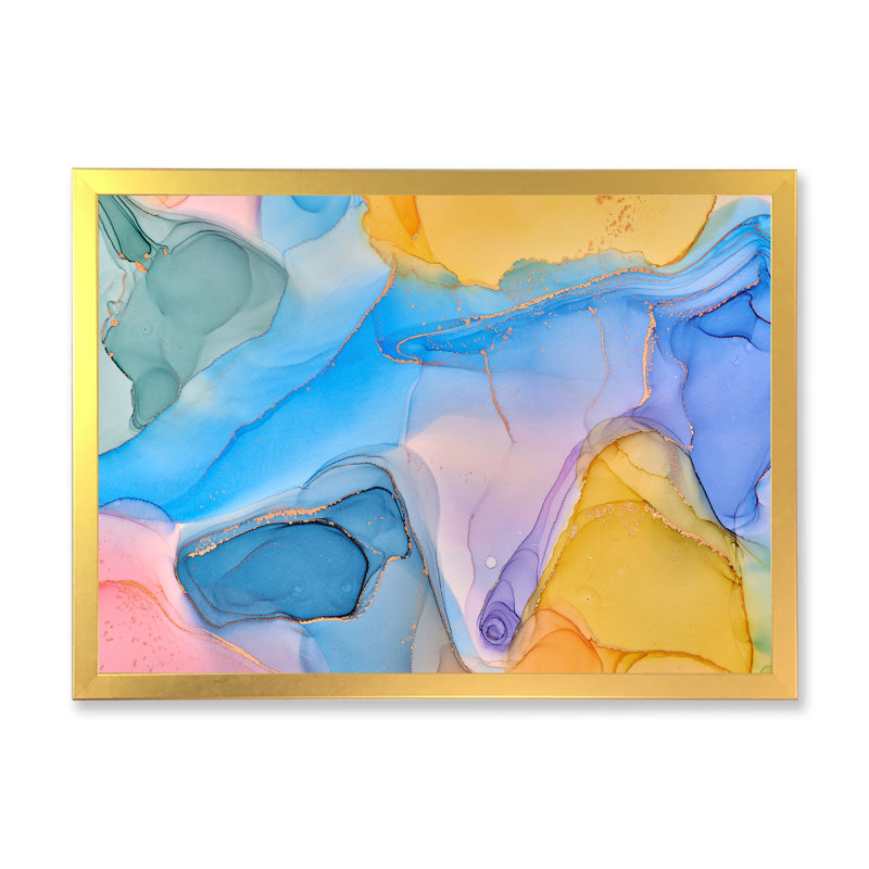 «Blue and Yellow Tender», impression sur toile, Toile à cadre d'angle fermé doré, H 24 po x l 32 po