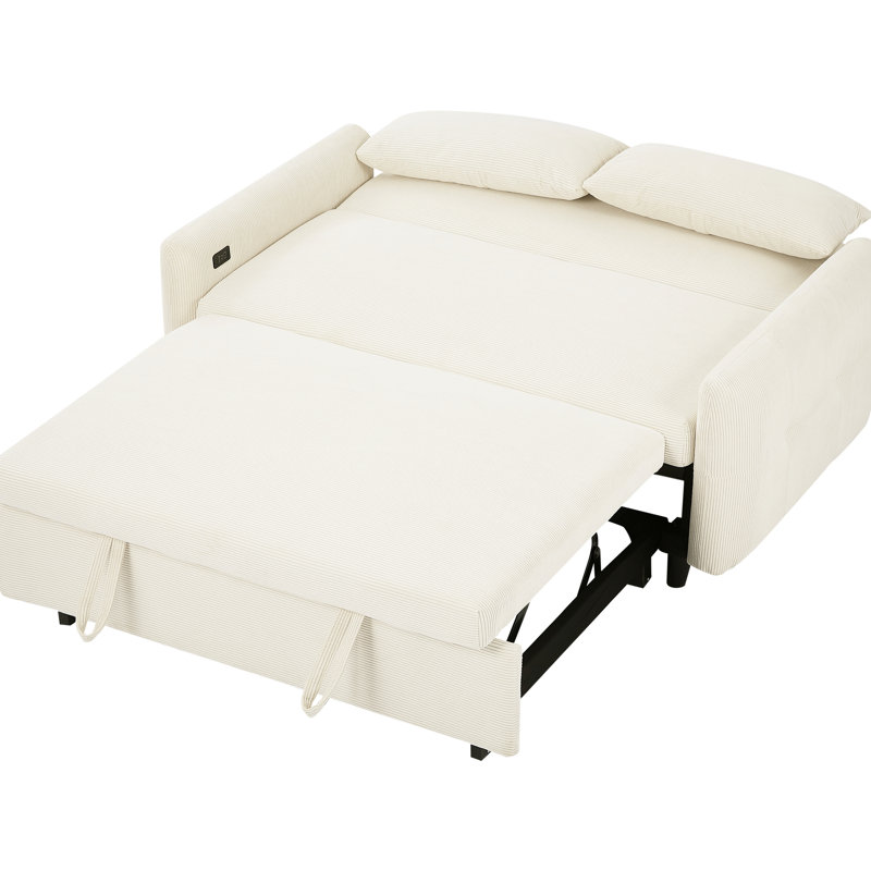 Canapé-lit beige avec tissu confortable et 3 angles réglables