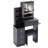 29.2" Small Size Left Bedside Cabinet Vanity Table + Cushioned Stool, 2 AC+2 USB Power Station, Hair Dryer Bracket, Extra Large Touch Control Sliding LED Mirror, Tri-Color Switching, Brightness Adjust-52229772