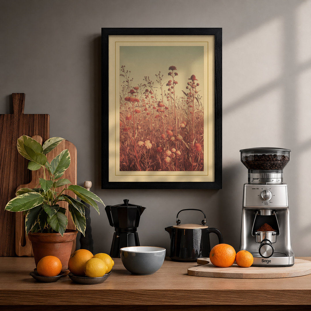 Wildflower Field at Dawn Japandi - Framed Print
