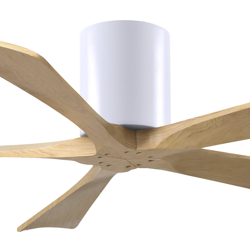 60" Irene 5-Blade Hugger Ceiling Fan with Wall Remote, Textured Bronze, 52", Light Maple Tone