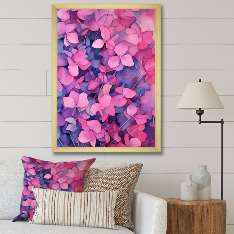 Mauve, rose, violette, rêve, H 44 po x l 34 po x P 1,5 po, Encadrement doré