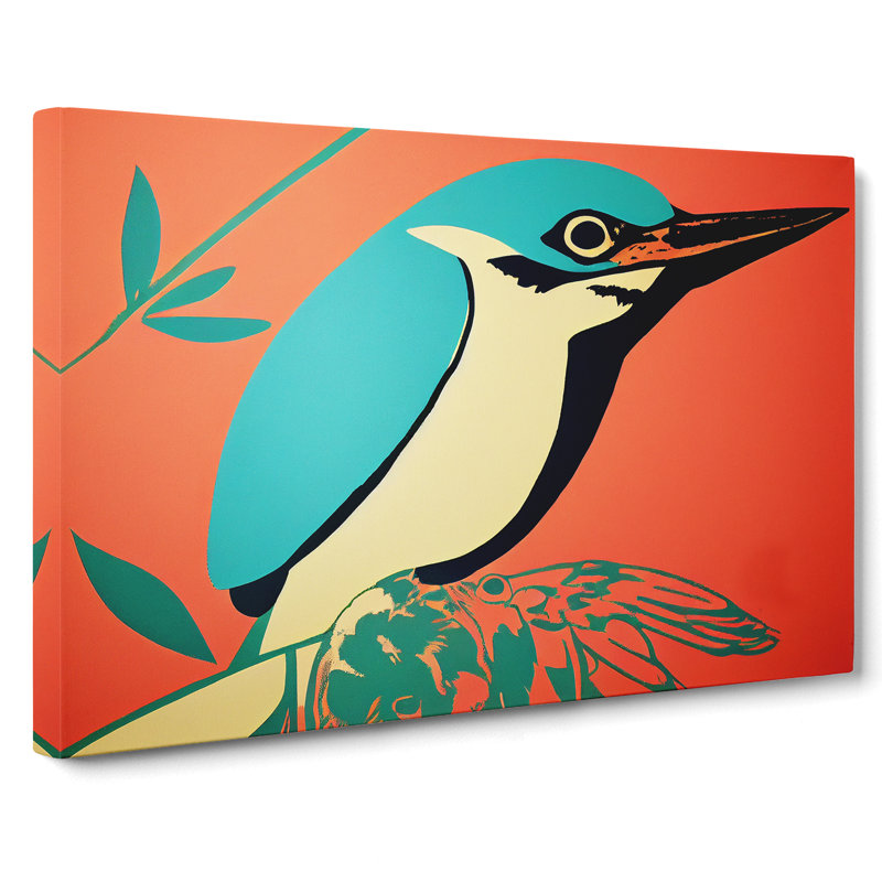 Spectacular Kingfisher Bird Abstract - Wrapped Canvas, 35cm H x 50cm W x 3cm D