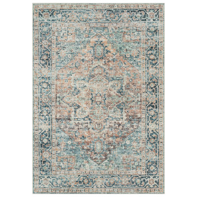 Tapis lavable antidérapant - bleu / vert / mandarine