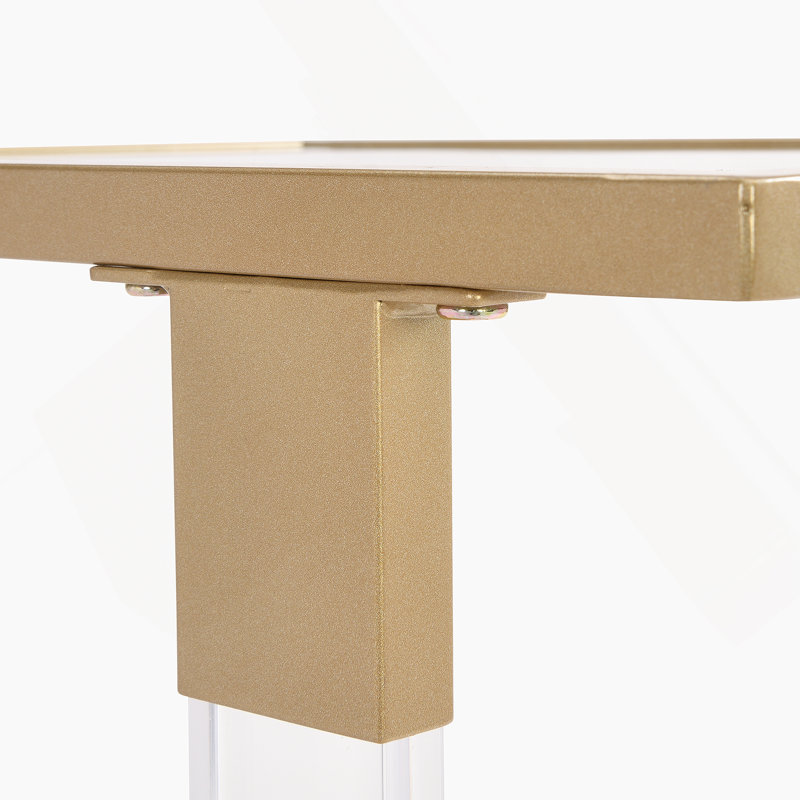 Table de canapé, plateau carré en verre avec base en métal