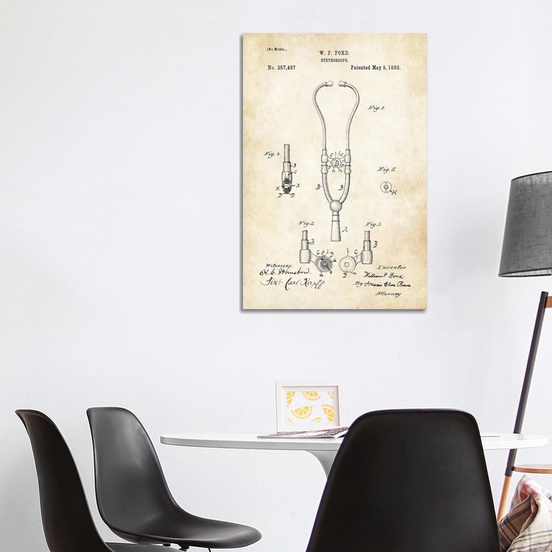 Doctor Stethoscope (1882) by Patent77 - Wrapped Canvas Gallery-Wrapped Canvas Giclée, 101.6 cm H x 66.04 cm W x 1.91 cm D