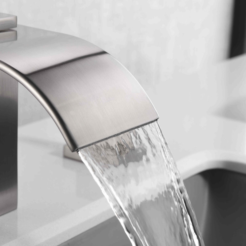 3 Hole Waterfall Bathroom Faucet, 8 Inch Widespread Bathroom Sink Faucet, Nickel