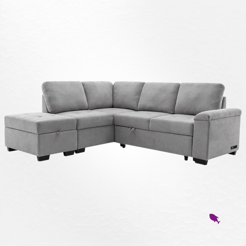 Timitra 3 - Piece Upholstered Sectional, Gray Velvet Duplicate