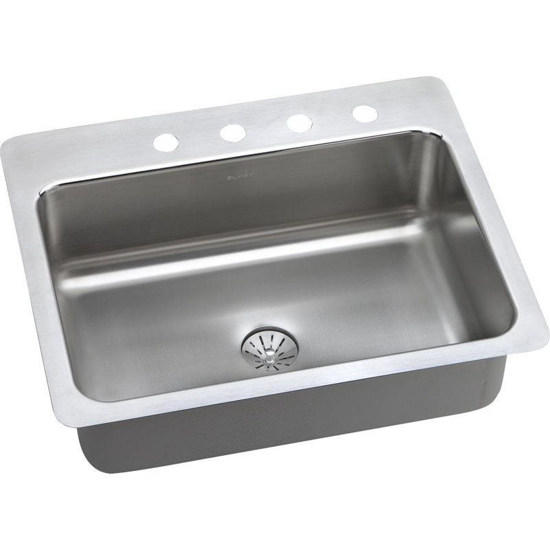 Évier de cuisine à double fixation l 27 po x p 22 po Lustertone, 4 trous