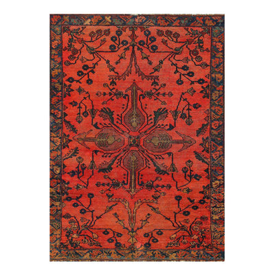 Kuth Cotton Oriental Area Rug in Rust