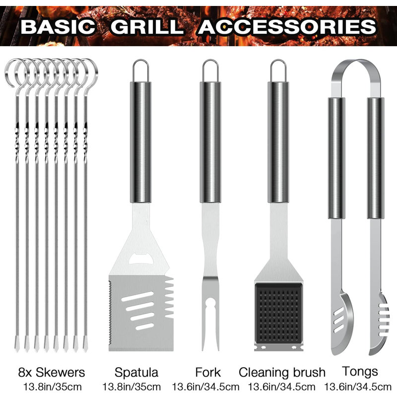 Ensemble d'outils pour barbecue en acier inoxydable 35 pièces
