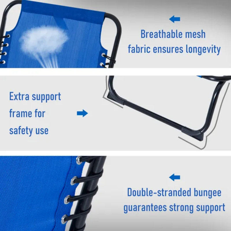 Méridienne d'extérieur pliable 4 positions en filet bleu foncé