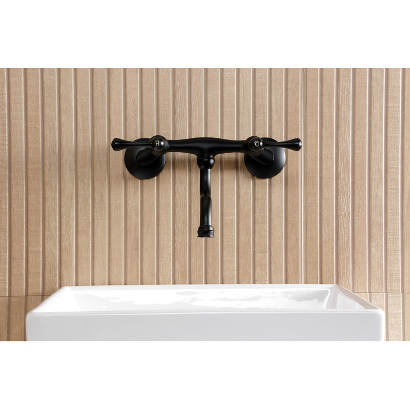 Kingston Brass Kingston Two-Handle 2-Hole Wall Mount Bathroom Faucet, Matte Black