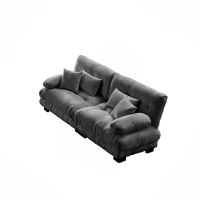 Canapé Cloud 2 places pour le salon, canapé 2 places en chenille avec 2 coussins lombaires et 2 coussins décoratifs