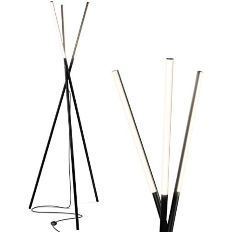 Stix Floor Lamp, Tall Tree Lamp For Offices, LED Tripod Lamp For Living Rooms, Great Living Room Décor, Dimmable Standing Lamp With 3 Lights For Bedroom Reading - Black