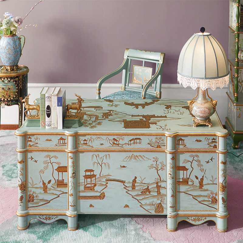 Ensemble de bureau et chaise peint