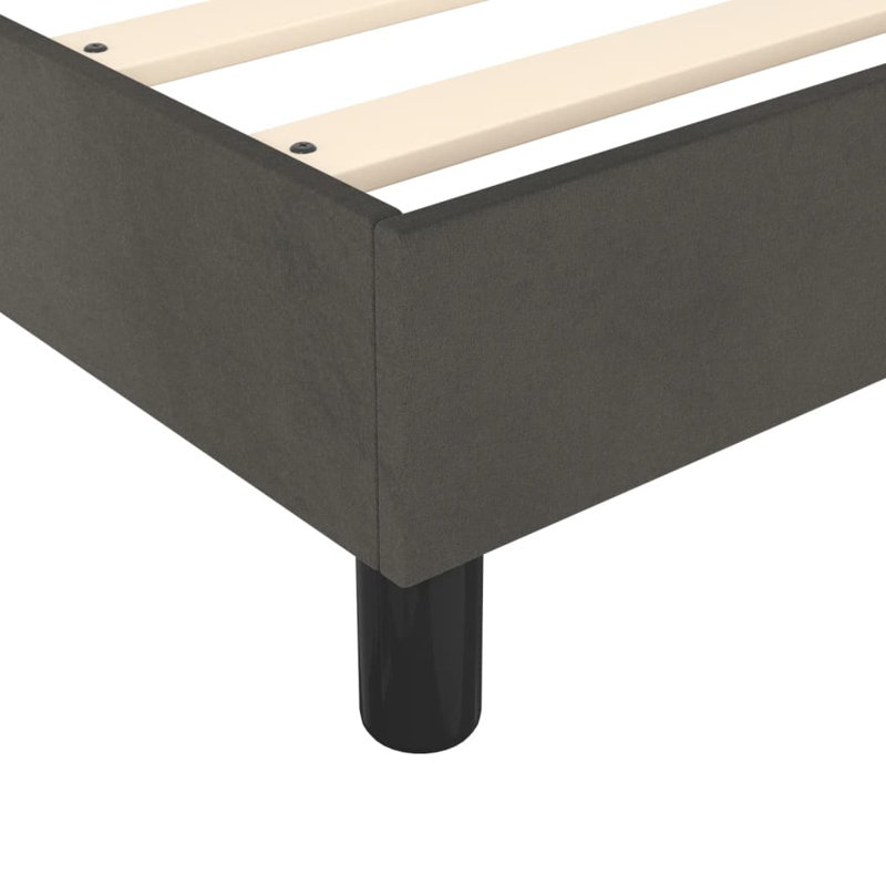 Box Spring Bed Frame Dark Grey Twin XL Velvet , Dark Gray, Twin XL