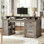 Bureau d'ordinateur 55,1 po avec tiroirs, bureau de direction avec classeur et bibliothèque latérale 55,1 po