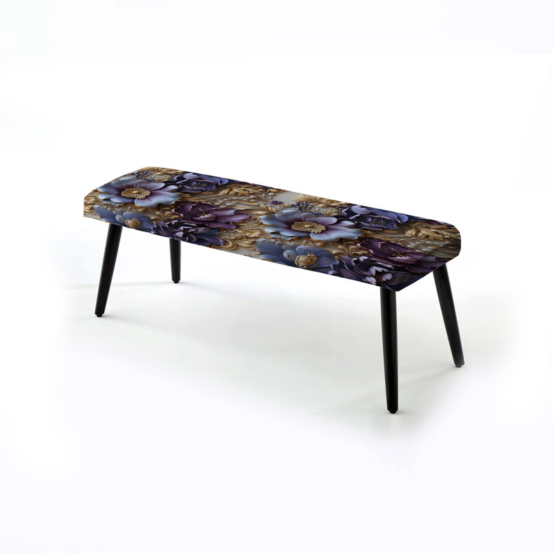 Royal et mauve et doré Regal Opulence - banc rembourré floral noir