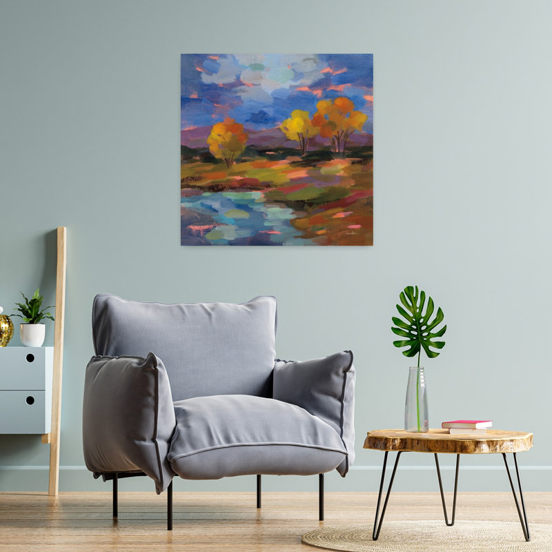 Art contemporain contemporain, paysage d'automne abstrait, H 24 po x l 24 po