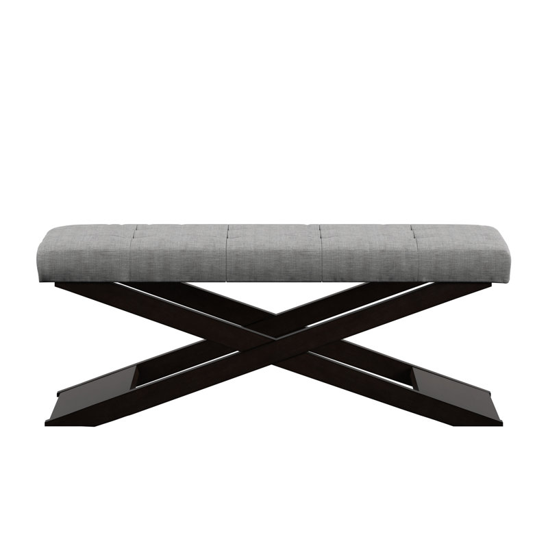 Banc en bois massif Argel, Gris clair chiné