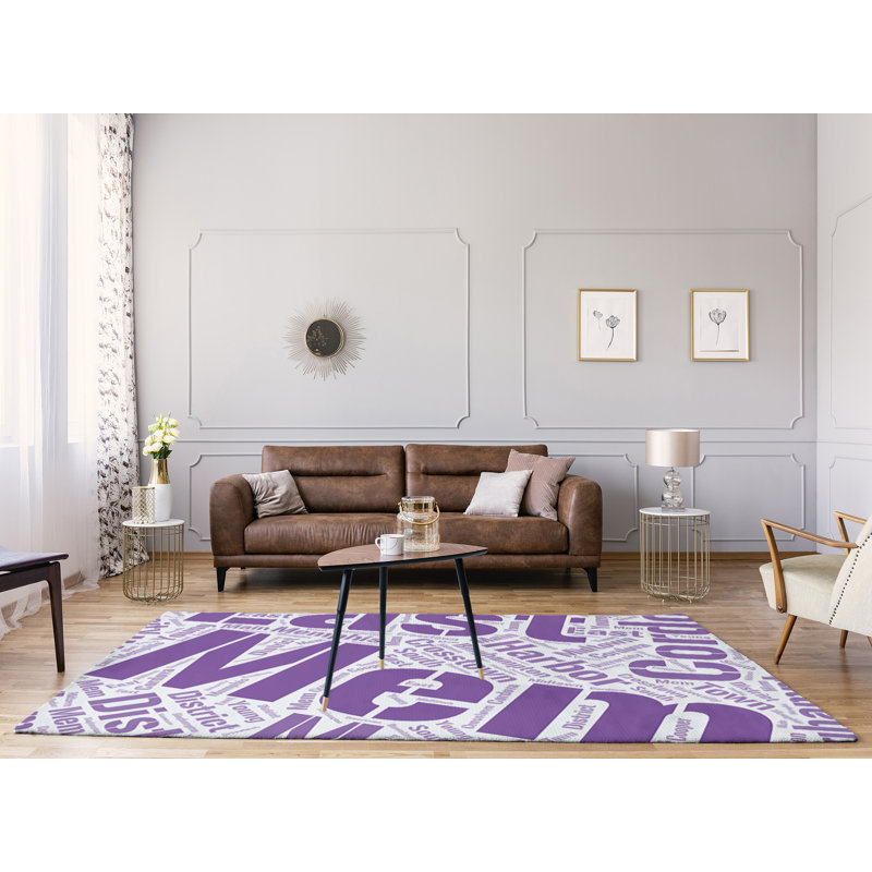 Tapis de zone mauve poils longs à tissage plat, Rectangle 9 pi x 12 pi
