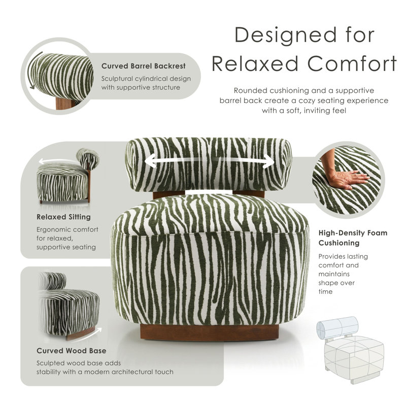 Tilton Zebra-Stripe Chenille Accent Chair, Green