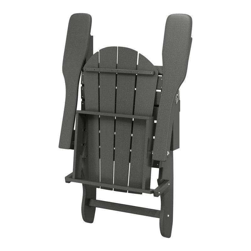 Chaise Adirondack pliante en plastique pour 2 personnes avec table Laguna, gris