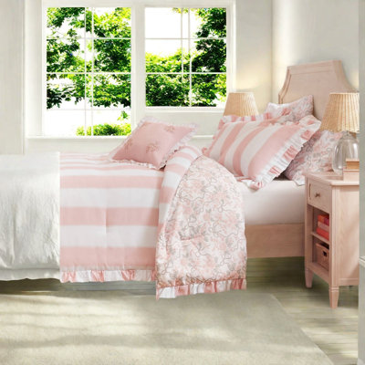 Striped and Toile Comforter Set