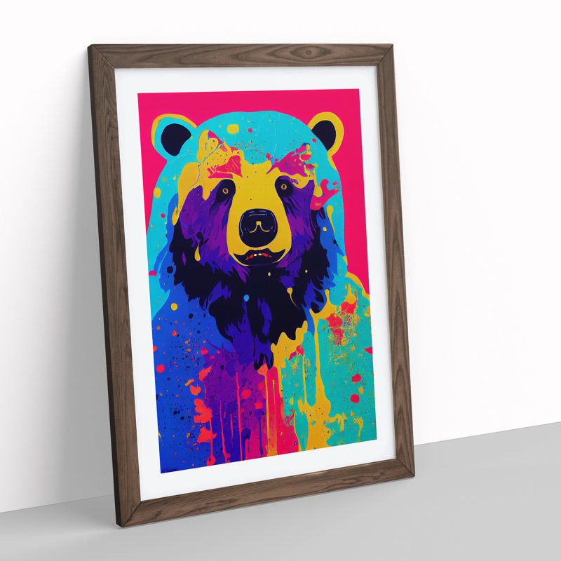 A Bear No.7 Abstract - Single Picture Frame Painting, 34cm H x 25cm W x 2cm D, Walnut