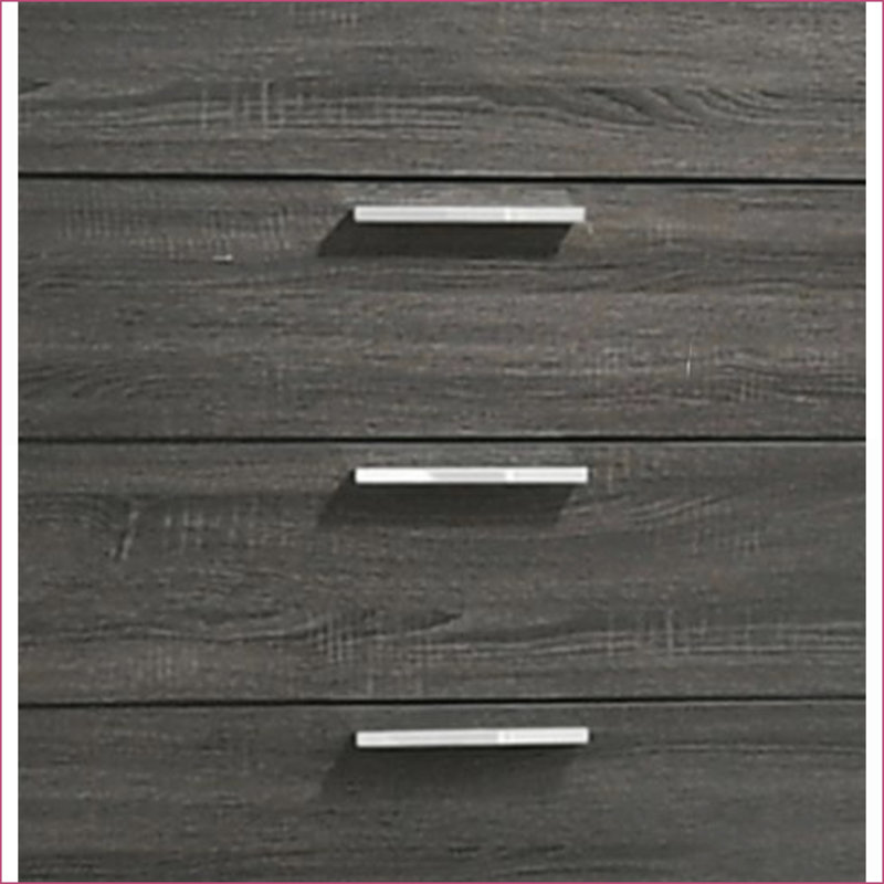Commode, finition chêne gris moderne avec 5 tiroirs | Gris | Bois synthétique