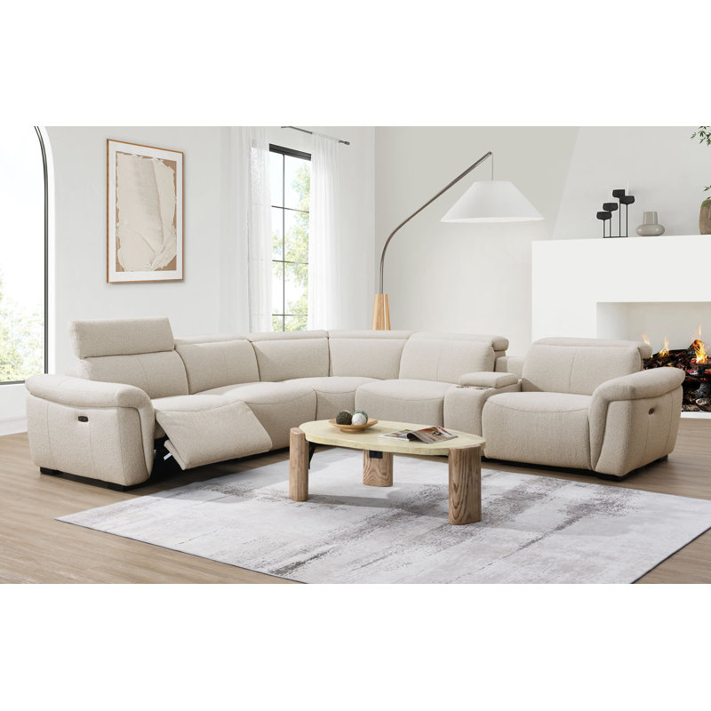 Canapé modulaire contemporain beige à mouvement électrique sahira sahira