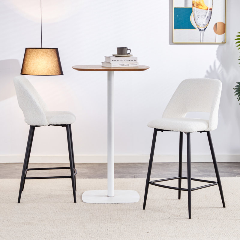 Tabouret de comptoir rembourré Valdez, Blanc