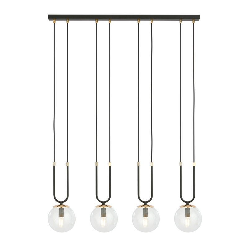 Spahn 4 - Light Black Kitchen Island Pendant, Black, Transparent