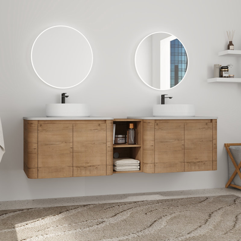 Meuble-lavabo double 72 po avec lavabo en céramique
