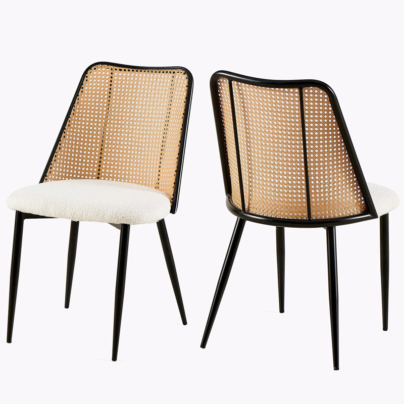 Boucle Upholstered Dining Chairs , Off White, 2