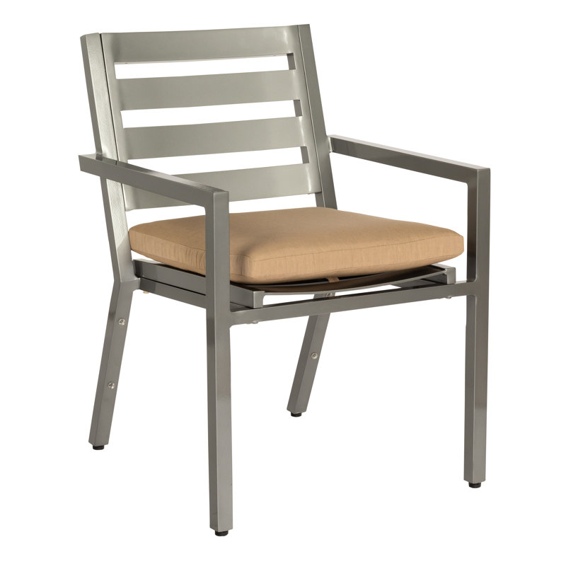 Palm Coast Slat Outdoor Dining Armchair, Canvas Spa, Graphite