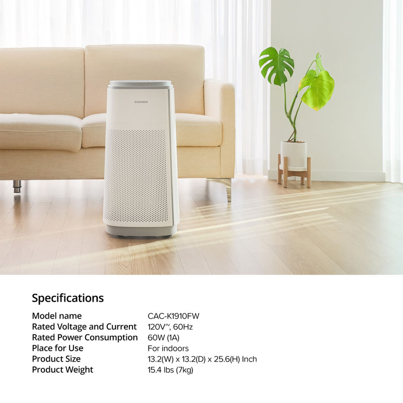 White HEPA Air Purifier with UV-C Light and Carbon Filter