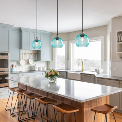 Charolyn 3 - Light Single Pendant Light Globe Pendant Light Fixtures Glass Pendant Lights Kitchen Island Lighting