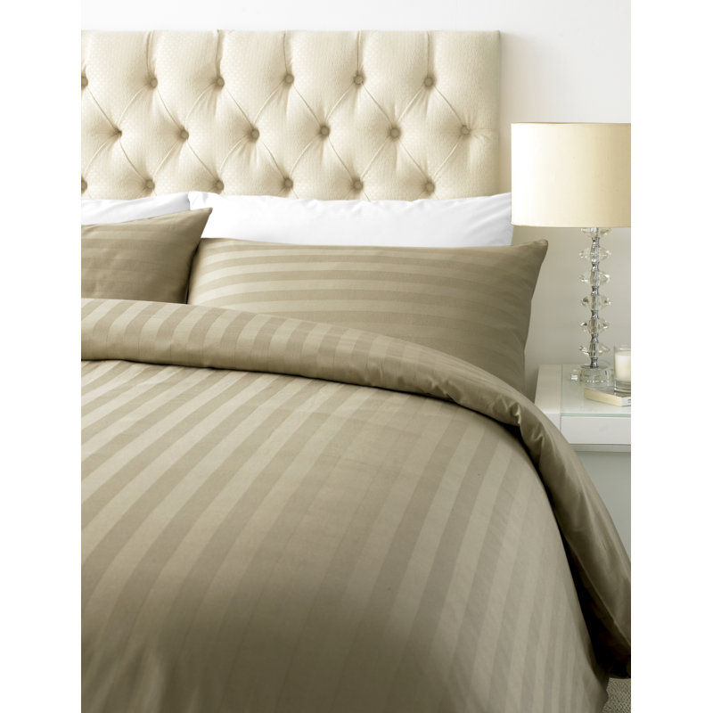 Nome Satin Solid Colour Duvet Cover Set with Pillowcases, Mocha, Super King - 2 Standard Pillowcases