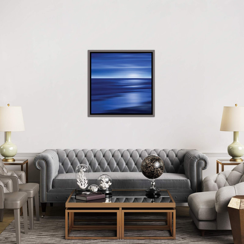 «Midnight Blue» par Carly Anderson - reproduction d'art, H 37 po x l 37 po x P 1,5 po, Toile encadrée de bois rustique foncé
