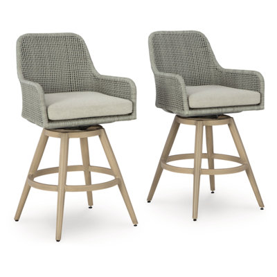 Thiet Outdoor Bar Height Bar Stool With Cushion (Set Of 2)