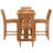 5 Piece Teak Wood Bistro Bar Set Including 55" Rectangular Hatteras Folding Table And 4 Abacho Barstools